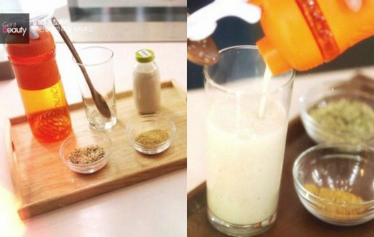 自製排毒飲品: 金成鈴曾在韓國美容節目上，公開自己的抗衰老心得，就是喝自家製的「超級飲品」，先將一瓶牛奶或豆奶倒入瓶子中，加入亞麻籽粉和火麻仁籽粉各兩匙，均搖後飲用。亞麻籽是富含Omega-3、膳食纖維、木脂素及蛋白質能滋潤肌膚並幫助抗老化，而炒過的火麻仁籽則有潤腸功效，每天一杯有助身體排清毒素，讓皮膚白滑兼杜絕水腫身形。   